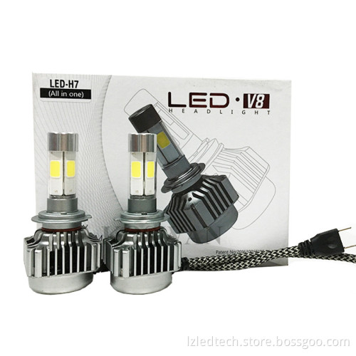 H13 9008 LED Headlight Conversion Kit 4 Side COB Dual Beam High Low Kit 72W 4000LM Super White 6000K Fog Light Led